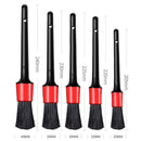5 in 1 Car Detailing Brush Cleaning Natural Boar Hair Brushes Auto Detail Tools Products Wheels Dashboard (White)