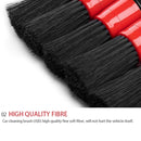 5 in 1 Car Detailing Brush Cleaning Natural Boar Hair Brushes Auto Detail Tools Products Wheels Dashboard (Black)