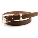 Candy-colored PU Leather Rectangular Buckle Thin Belt for Women, Length: 1050 x 11mm(Coffee)