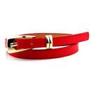 Candy-colored PU Leather Rectangular Buckle Thin Belt for Women, Length: 1050 x 11mm(Red)