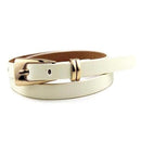 Candy-colored PU Leather Rectangular Buckle Thin Belt for Women, Length: 1050 x 11mm(White)