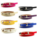 Candy-colored PU Leather Rectangular Buckle Thin Belt for Women, Length: 1050 x 11mm(White)