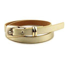 Candy-colored PU Leather Rectangular Buckle Thin Belt for Women, Length: 1050 x 11mm(Beige)