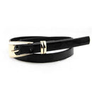 Candy-colored PU Leather Rectangular Buckle Thin Belt for Women, Length: 1050 x 11mm(Black)