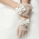 Thin Flower Girls Wedding Gloves Mesh Bow-knot Gloves, One Pair, Size:4-15 Years Old(White)