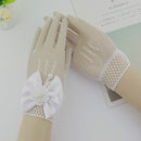 Thin Flower Girls Wedding Gloves Mesh Bow-knot Gloves, One Pair, Size:4-15 Years Old(White)