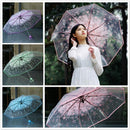 2 PCS Cherry Blossom Transparent Triple-fold Umbrella Individual Folding Umbrella(Pink)