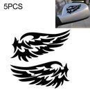 5 PCS Guardian Angel Wings Lovely Reflective Car Stickers Fashion Car Rearview Mirror Decal (Black)