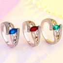 925 Sterling Silver Finger Rings Women Vintage Engagment Zircon Jewelry, Ring Size:9(Red)