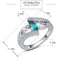925 Sterling Silver Finger Rings Women Vintage Engagment Zircon Jewelry, Ring Size:9(Blue)