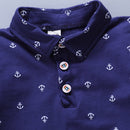 Boy Print Polo Shirt + Shorts Set, Size:100cm(White)