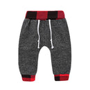 Hoodies Toddler Plaid Hooded Tops Long Pants Kids Set, Kid Size:70cm(Dark Grey)