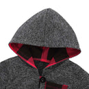Hoodies Toddler Plaid Hooded Tops Long Pants Kids Set, Kid Size:70cm(Dark Grey)