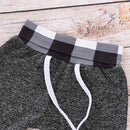 Hoodies Toddler Plaid Hooded Tops Long Pants Kids Set, Kid Size:70cm(Dark Grey)