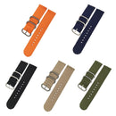 Washable Nylon Canvas Watchband, Band Width:20mm(Dark Blue with Silver Ring Buckle)