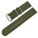 Washable Nylon Canvas Watchband, Band Width:20mm(Army Green with Silver Ring Buckle)