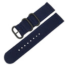 Washable Nylon Canvas Watchband, Band Width:20mm(Dark Blue with Black Ring Buckle)