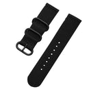 Washable Nylon Canvas Watchband, Band Width:22mm(Black with Black Ring Buckle)
