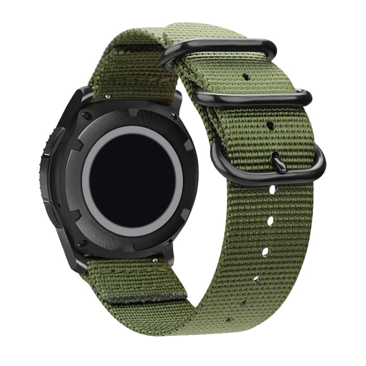 Washable Nylon Canvas Watchband, Band Width:22mm(Army Green with Black Ring Buckle )