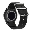 Washable Nylon Canvas Watchband, Band Width:22mm(Black with Silver Ring Buckle)