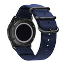 Washable Nylon Canvas Watchband, Band Width:24mm(Dark Blue with Black Ring Buckle)