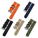 Washable Nylon Canvas Watchband, Band Width:24mm(Dark Blue with Black Ring Buckle)