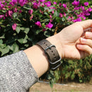 Washable Nylon Canvas Watchband, Band Width:24mm(Khaki with Silver Ring Buckle)