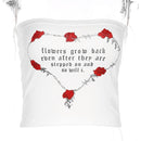 2 PCS Print Rose Strapless Tops, Size:L(White)