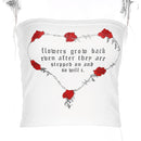 2 PCS Print Rose Strapless Tops, Size:L(White)
