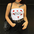 2 PCS Print Rose Strapless Tops, Size:L(White)