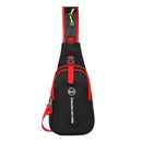 Motorcycle Waterproof Nylon Backpack Convenient Motorbike Chest Bag Backpack Camping Hiking Running Outdoor Sport Bag(Black Red)