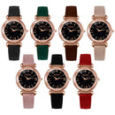 Gogoey Ladies Starry Sky Leather Belt Watch(Apricot)