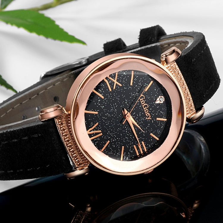 Gogoey Ladies Starry Sky Leather Belt Watch(Apricot)
