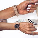 Gogoey Ladies Starry Sky Leather Belt Watch(Apricot)