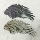 Gold A Pair Sequin Feather Wing Shape Clothing Patch Sticker DIY Clothing Accessories, Size:Large 33.5 x 32cm