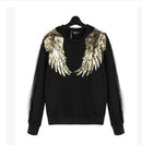 Gold A Pair Sequin Feather Wing Shape Clothing Patch Sticker DIY Clothing Accessories, Size:Large 33.5 x 32cm