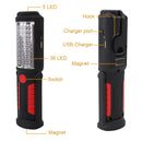 3W USB Charging 36+5LEDs Magnetic Work Flashlight Outdoor Emergency Inspection Work Torch Light(Blue)