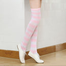 Children Color Striped Stockings Japanese Thigh Socks, Size:One Size(Pink White Wide Strip)