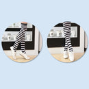 Children Color Striped Stockings Japanese Thigh Socks, Size:One Size(Black and White Pinstripe)