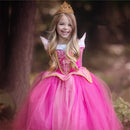 Girls Dress Halloween Cosplay Sleeping Beauty Princess Dresses Christmas Costume Party Children Kids Clothing, Size:140cm(Pink)