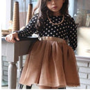 Dot Pattern Long Sleeve Dress Tutu Child Girl Party Costume, Height:110cm(Black Shirt+ Gold Skirt)