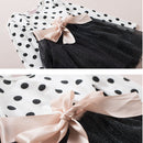 Dot Pattern Long Sleeve Dress Tutu Child Girl Party Costume, Height:110cm(Black Shirt+ Gold Skirt)