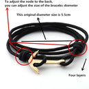 Alloy Anchor Charm Multilayer Leather Friendship Bracelets (Navy Blue)