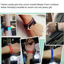 Alloy Anchor Charm Multilayer Leather Friendship Bracelets (Navy Blue)