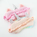 2 PCS Gradient Colorful Plush Eye Mask Travel Shading Sleep Aid Eye Mask(White Pink Unicorn)