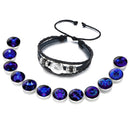 12 Constellation Black Braided Leather Glass Dome Punk Men Bracelet(Aries)