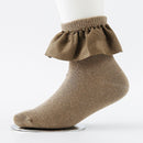 Spring And Autumn Fleece Big Lace Socks Girls Short Cotton Socks Princess Socks, Size:L(Pickles Green)