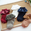 Spring And Autumn Fleece Big Lace Socks Girls Short Cotton Socks Princess Socks, Size:L(Pickles Green)