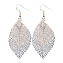 Double-layered Leaves Tassel Earrings Simple Retro Metal Leaf-ears Ornaments(Royalblue Yellow)