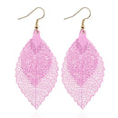 Double-layered Leaves Tassel Earrings Simple Retro Metal Leaf-ears Ornaments(Red Black)